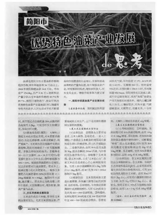 简阳市优势特色油菜产业发展的思考