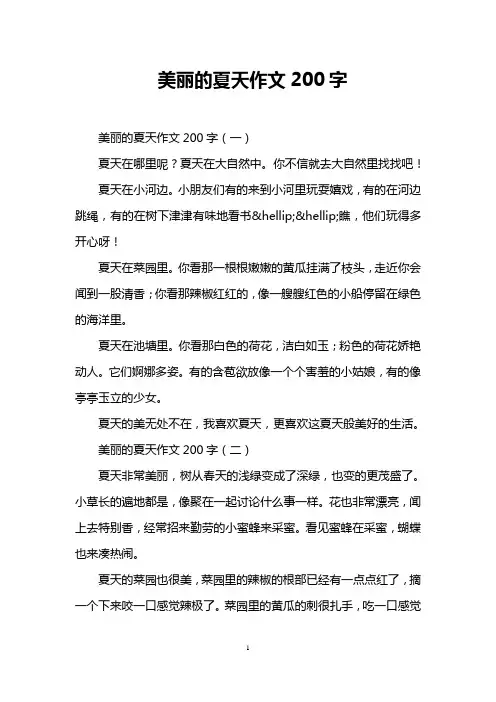 美丽的夏天作文200字