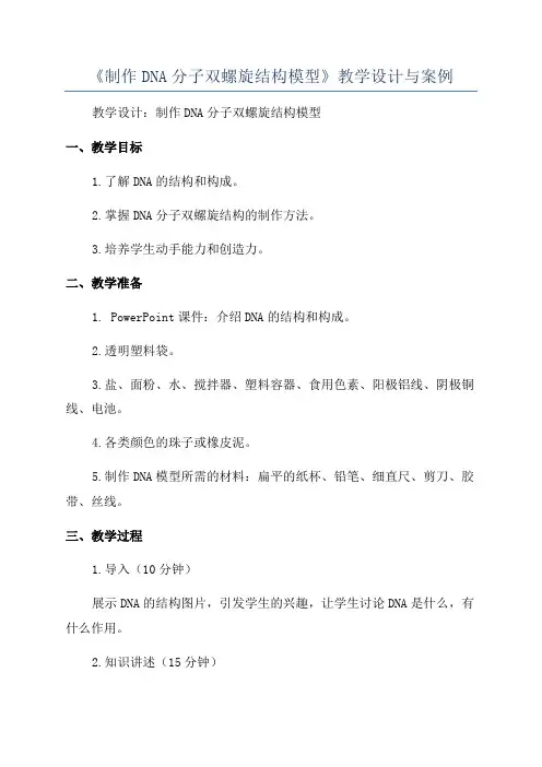 《制作DNA分子双螺旋结构模型》教学设计与案例