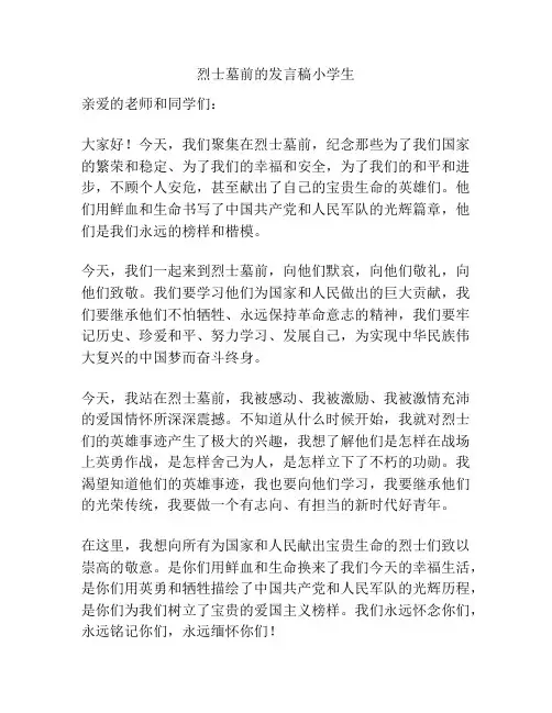 烈士墓前的发言稿小学生