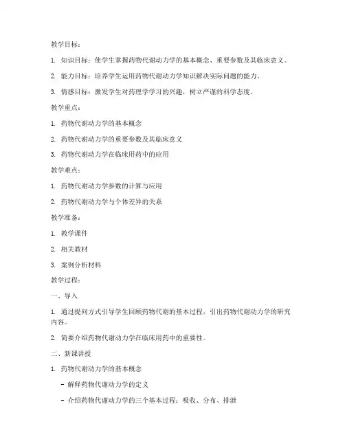 优秀药理学教案模板范文