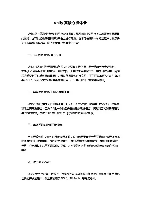 unity实践心得体会