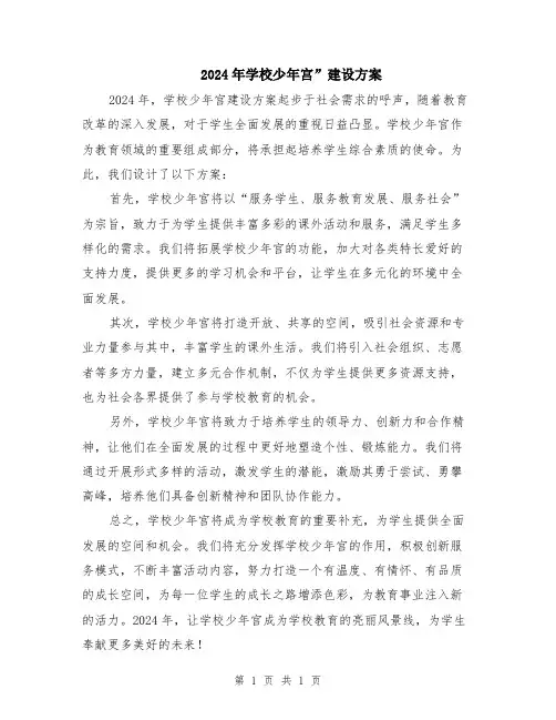2024年学校少年宫”建设方案