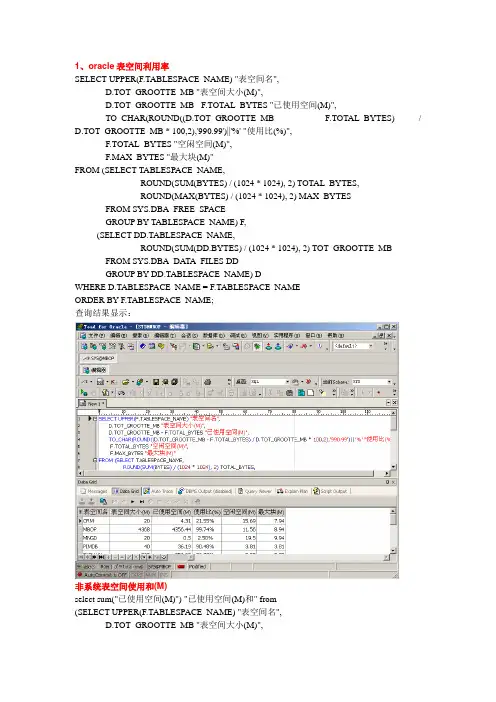 oracle维护常用sql语句(主要)