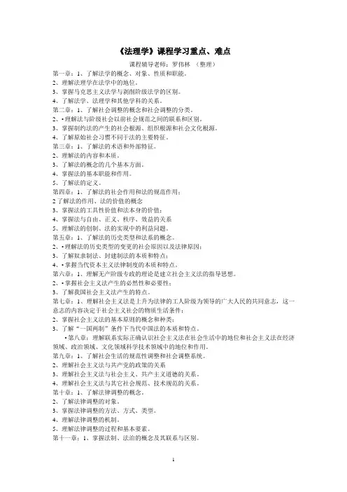 《法理学》课程学习重难点