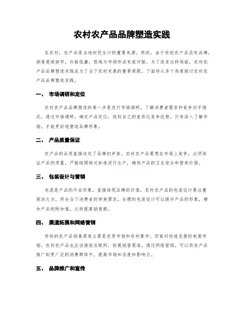 农村农产品品牌塑造实践