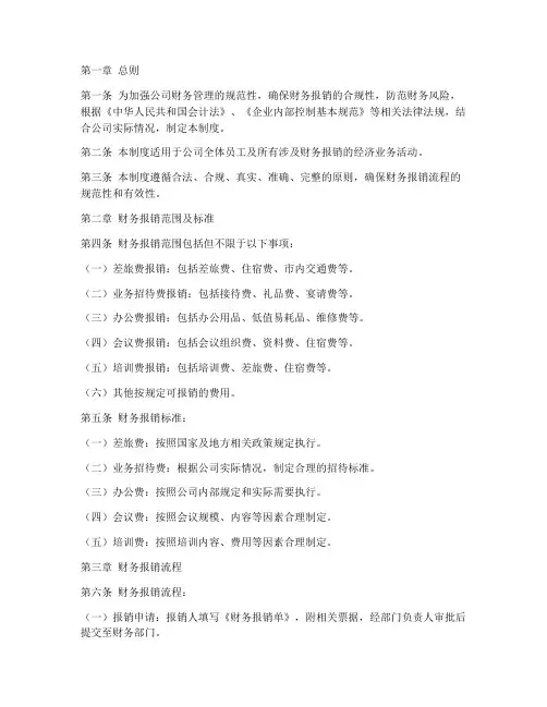 财务报销合规管理制度范本