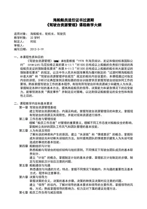 BRM教学大纲