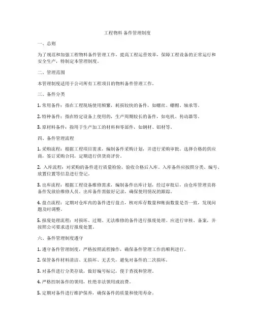 工程物料 备件管理制度