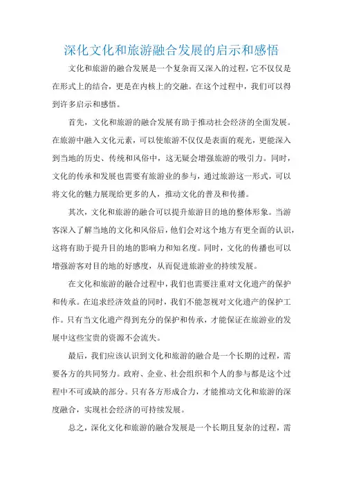 深化文化和旅游融合发展的启示和感悟