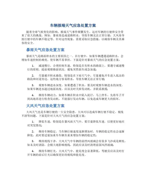 车辆极端天气应急处置方案