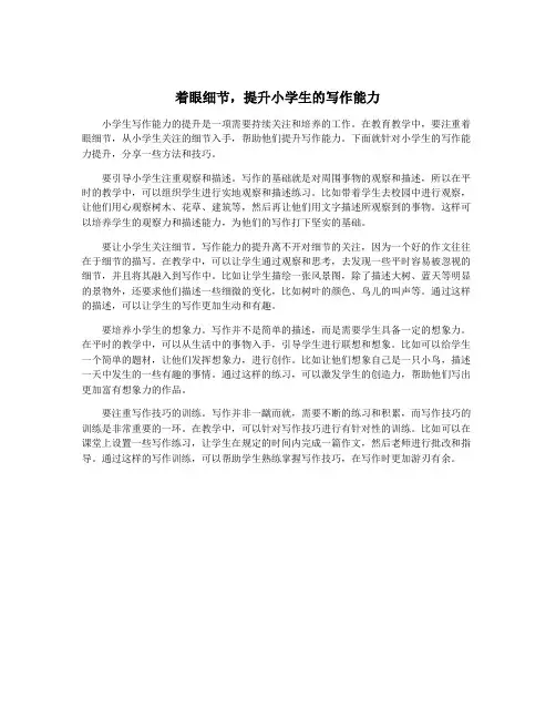 着眼细节,提升小学生的写作能力