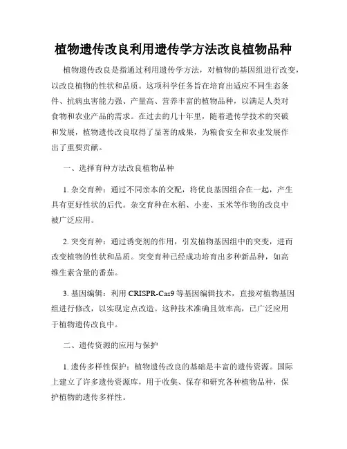 植物遗传改良利用遗传学方法改良植物品种