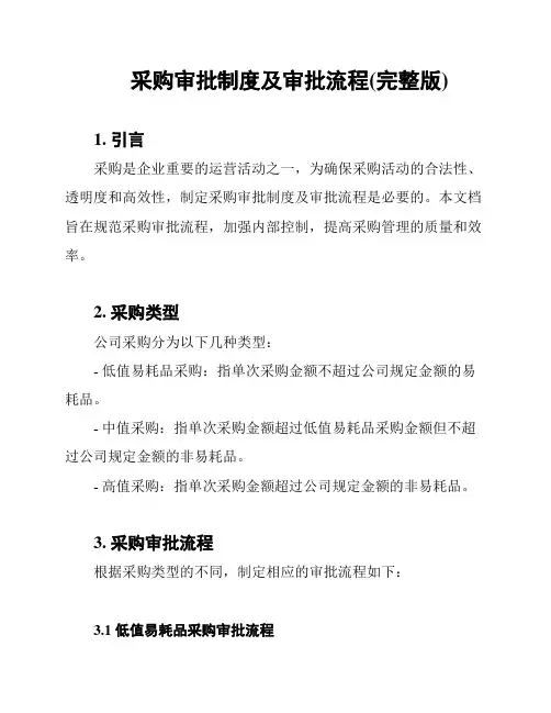 采购审批制度及审批流程(完整版)