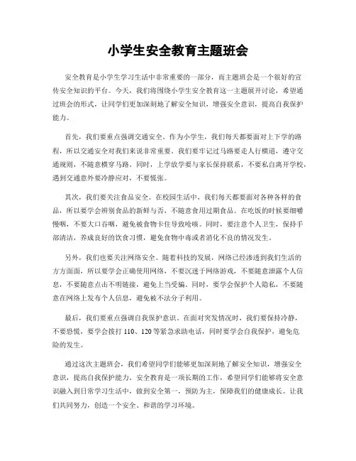 小学生安全教育主题班会
