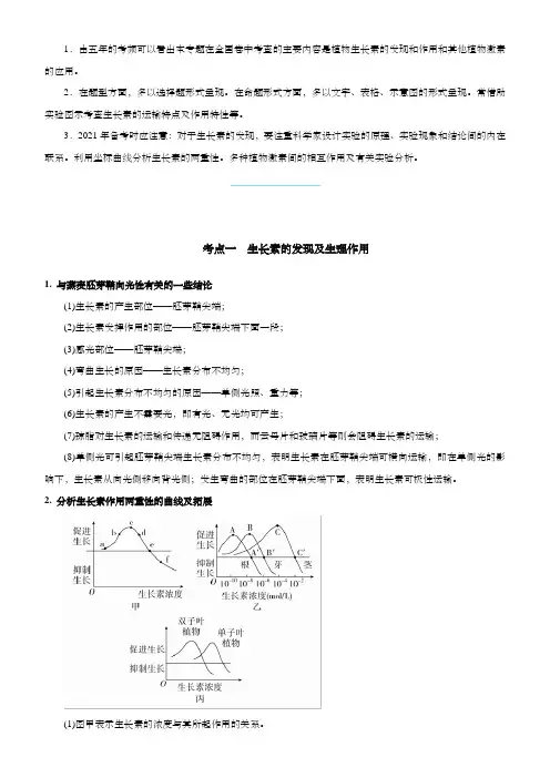 2021届高考二轮精品专题十 植物的激素调节 学生版