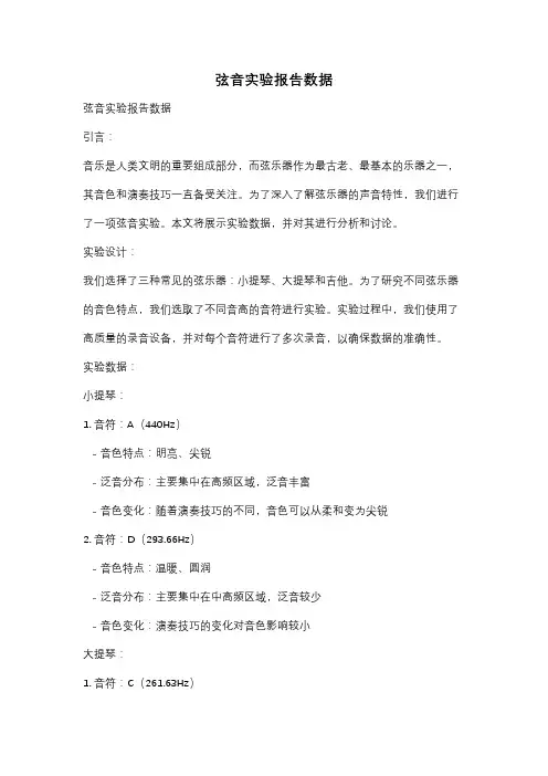 弦音实验报告数据