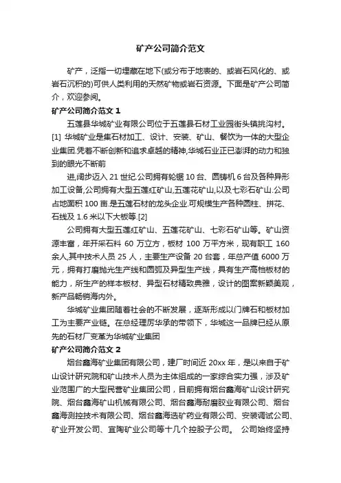 矿产公司简介范文