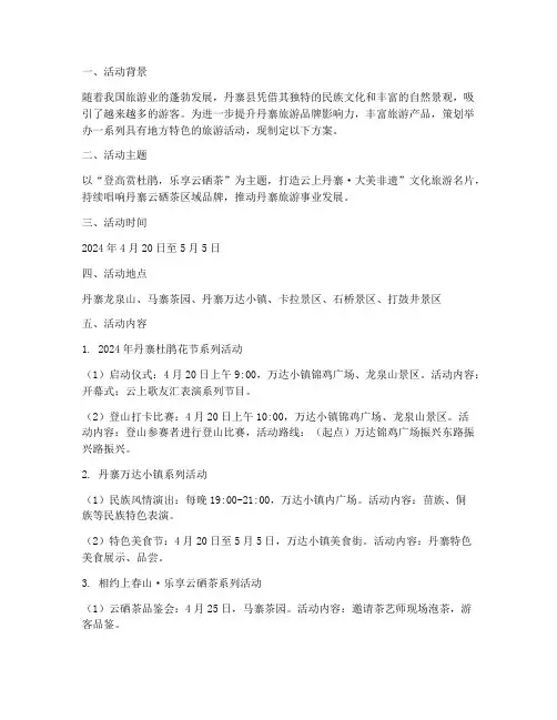 丹寨旅游活动策划方案模板