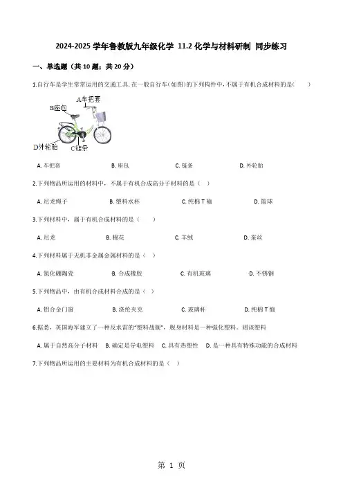2024-2025学年鲁教版九年级化学 11