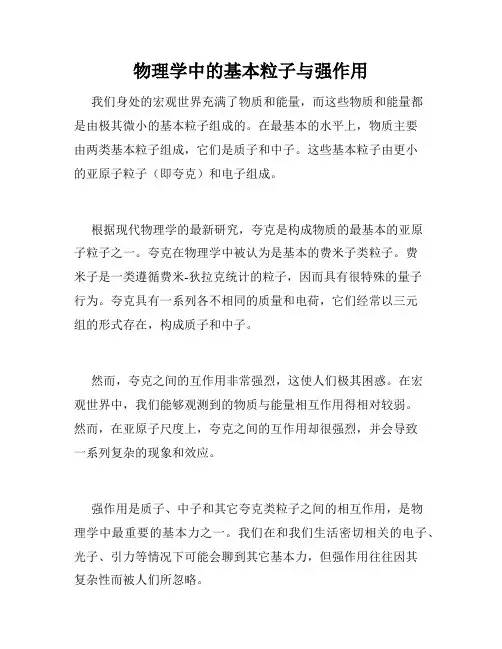 物理学中的基本粒子与强作用