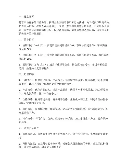 销售区域业务计划方案