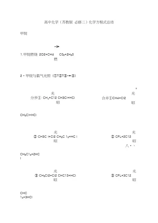 高中化学化学方程式总结