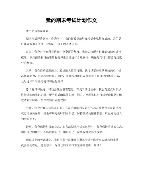 我的期末考试计划作文