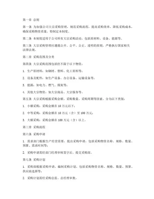 公司大宗采购管理制度模板