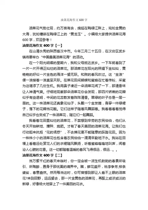 油菜花海作文600字_描写植物的作文_