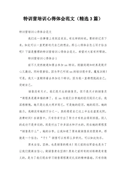 特训营培训心得体会范文(精选3篇)