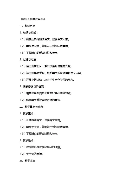 《琥珀》教学教案设计