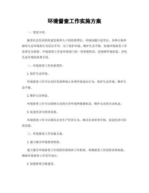 环境督查工作实施方案