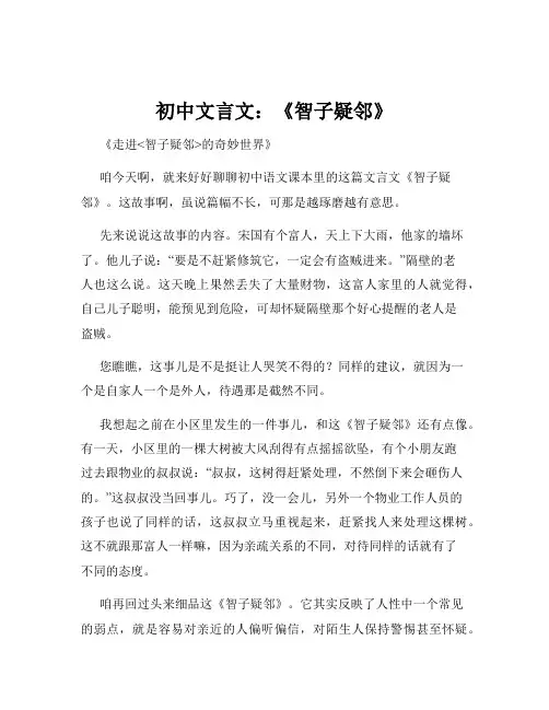 初中文言文：《智子疑邻》