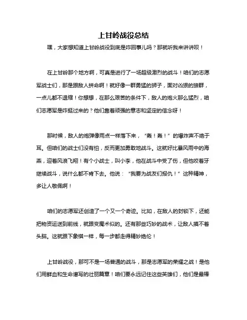 上甘岭战役总结