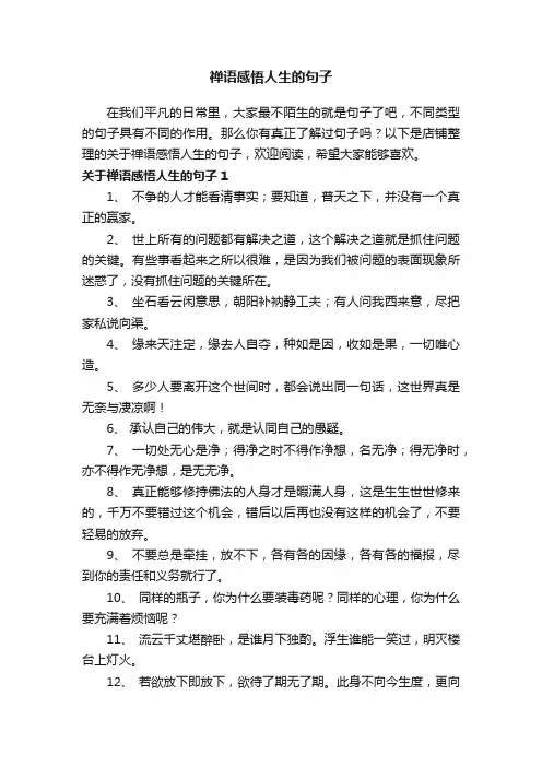 禅语感悟人生的句子