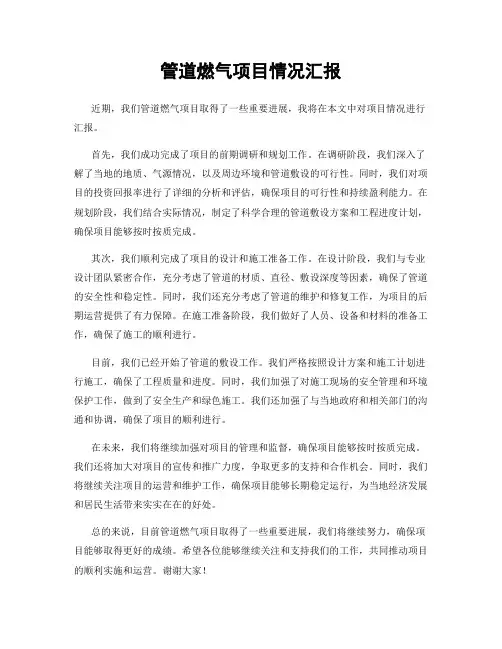 管道燃气项目情况汇报