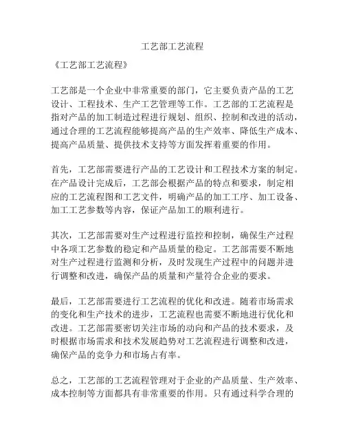 工艺部工艺流程