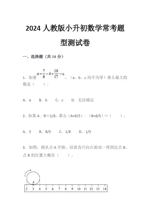2024人教版小升初数学常考题型测试卷