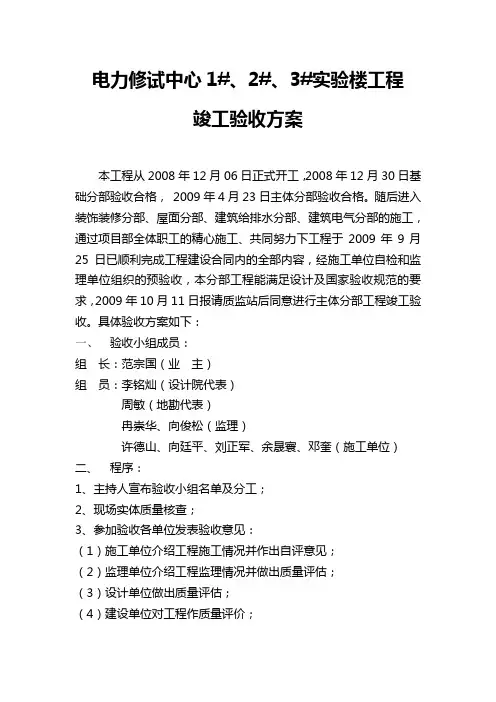 验收组成员名单及验收方案