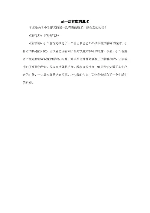 记一次有趣的魔术_小学作文