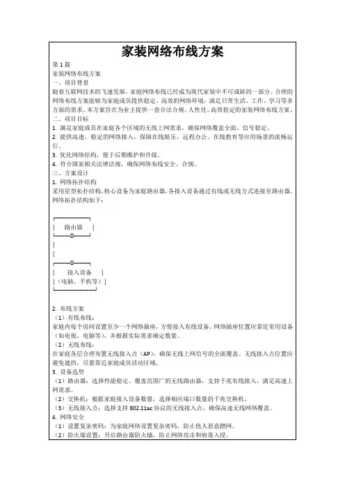 家装网络布线方案