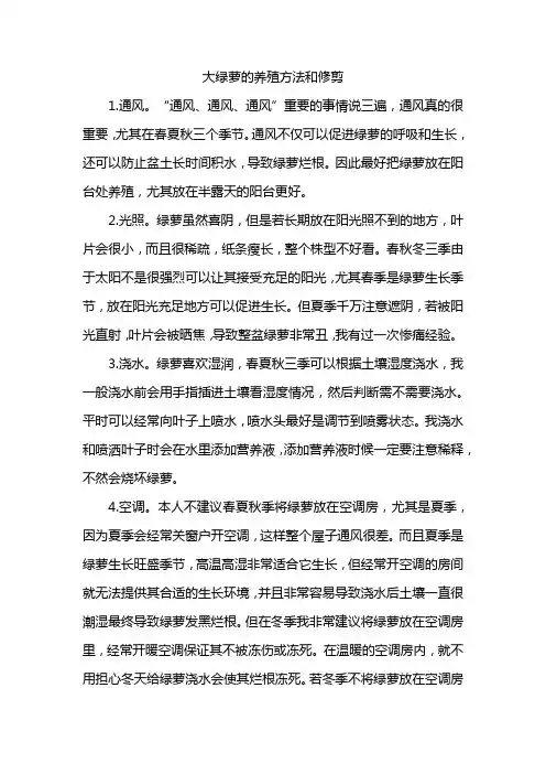 大绿萝的养殖方法和修剪
