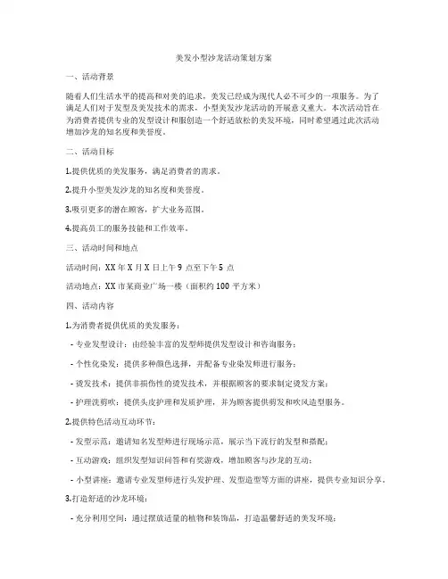 美发小型沙龙活动策划方案