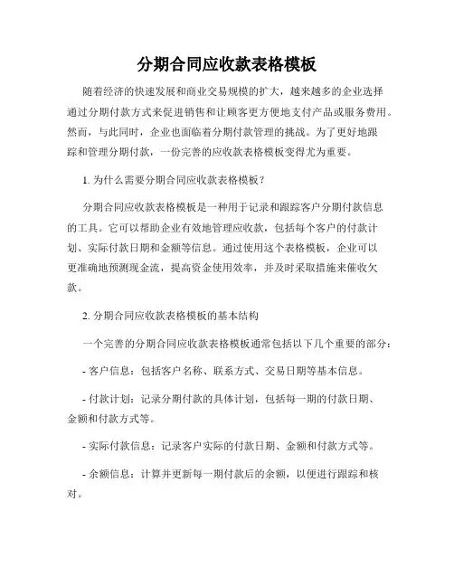 分期合同应收款表格模板