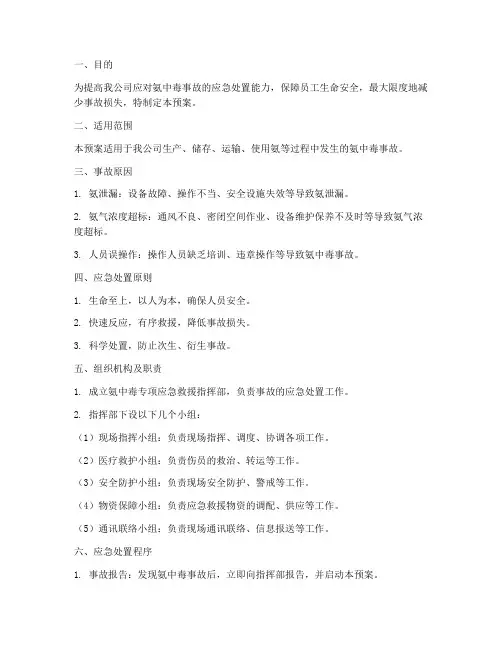 氨中毒专项应急救援预案