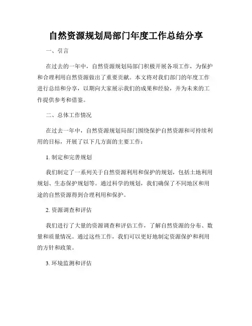 自然资源规划局部门年度工作总结分享