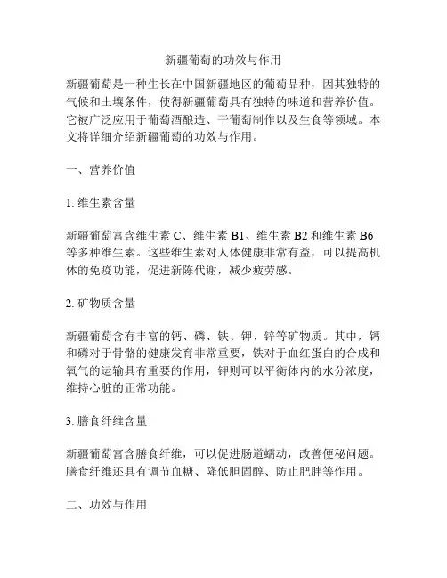 新疆葡萄的功效与作用