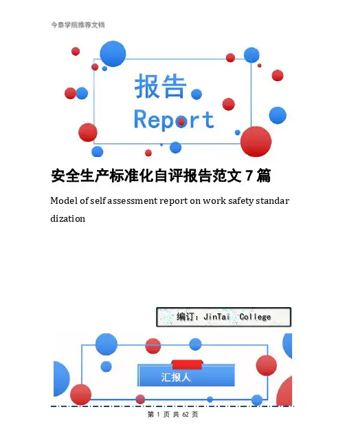 安全生产标准化自评报告范文7篇