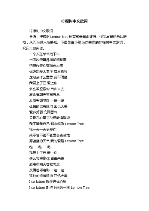 柠檬树中文歌词